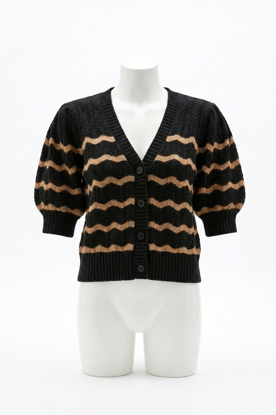 NEW RAILS isla cardigan in black camel stripe